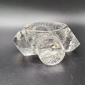 1870's CAMPBELL JONES Antique RUSTIC OPEN LOG Glass MASTER SALT Dish Dip Cellar